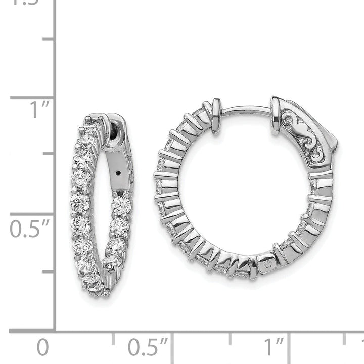 Sterling Shimmer Earrings Sterling Silver CZ 30 Stone Hoop Earrings