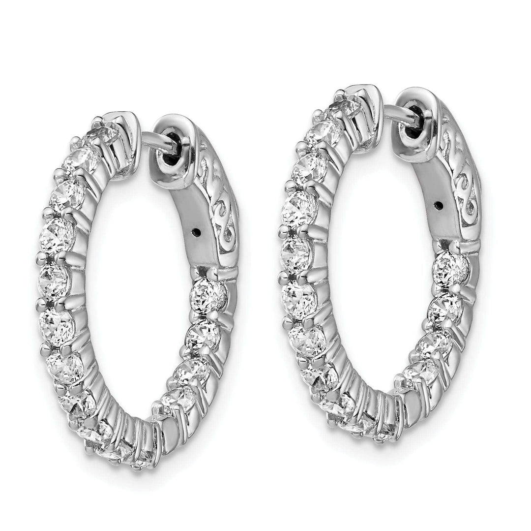 Sterling Shimmer Earrings Sterling Silver CZ 30 Stone Hoop Earrings