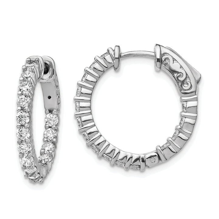 Sterling Shimmer Earrings Sterling Silver CZ 30 Stone Hoop Earrings