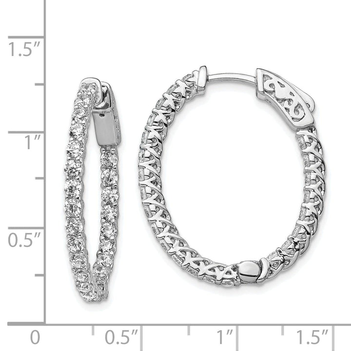 Sterling Shimmer Earrings Sterling Silver CZ 46 Stones Oval Hoop Earrings