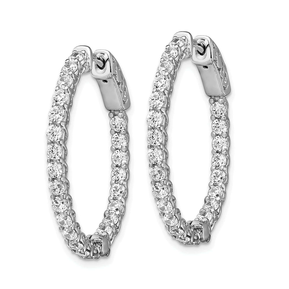 Sterling Shimmer Earrings Sterling Silver CZ 46 Stones Oval Hoop Earrings