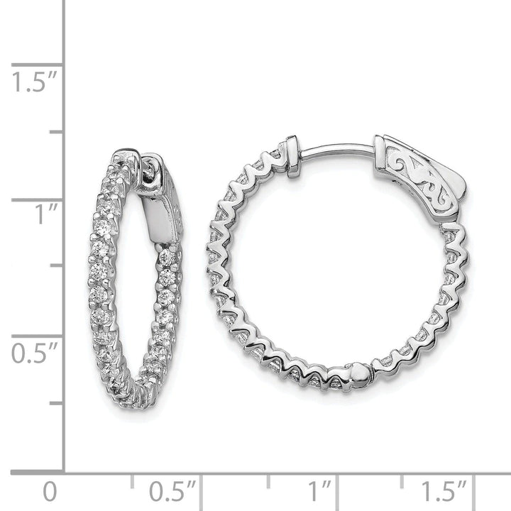 Sterling Shimmer Earrings Sterling Silver CZ 48 Stone Hoop Earrings