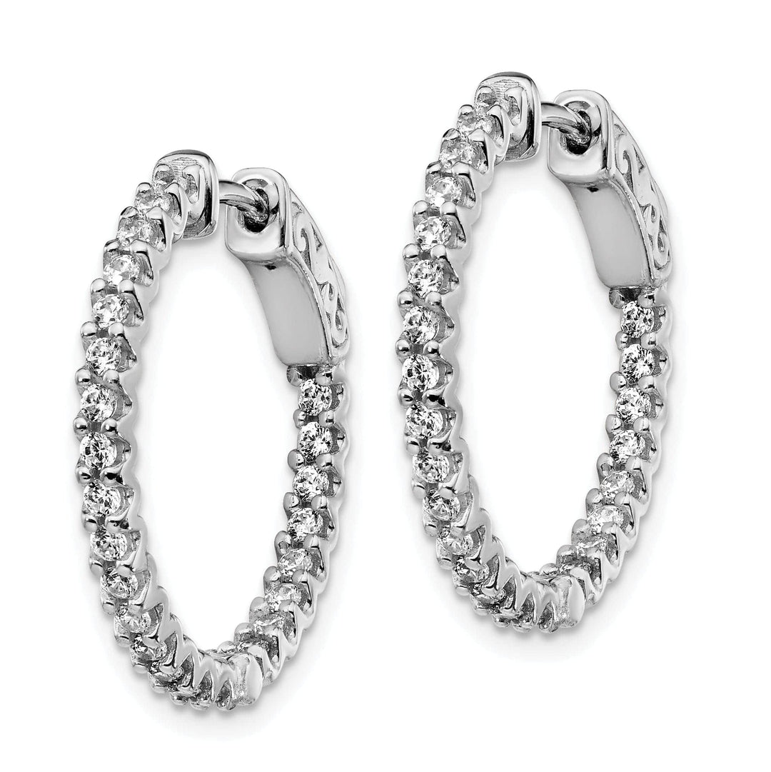 Sterling Shimmer Earrings Sterling Silver CZ 48 Stone Hoop Earrings