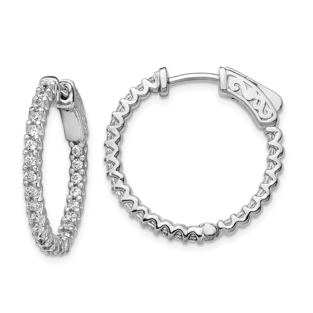 Sterling Shimmer Earrings Sterling Silver CZ 48 Stone Hoop Earrings