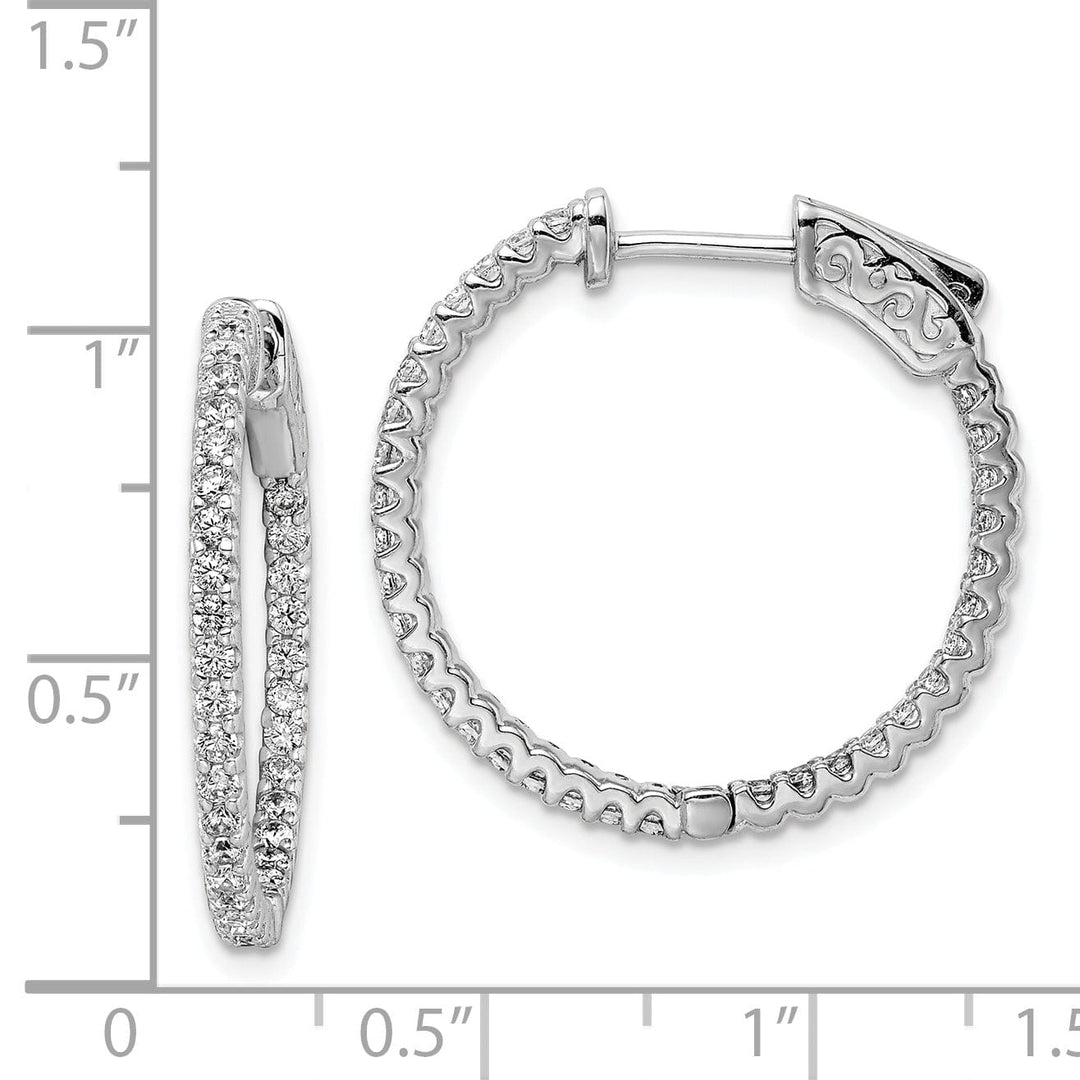 Sterling Shimmer Earrings Sterling Silver CZ 66 Stone Hoop Earrings