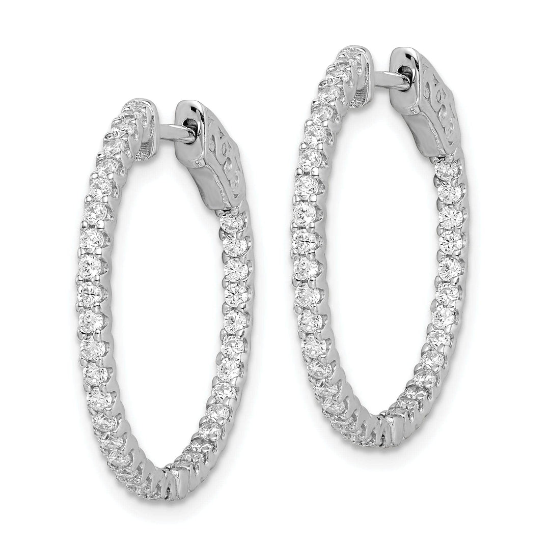 Sterling Shimmer Earrings Sterling Silver CZ 66 Stone Hoop Earrings