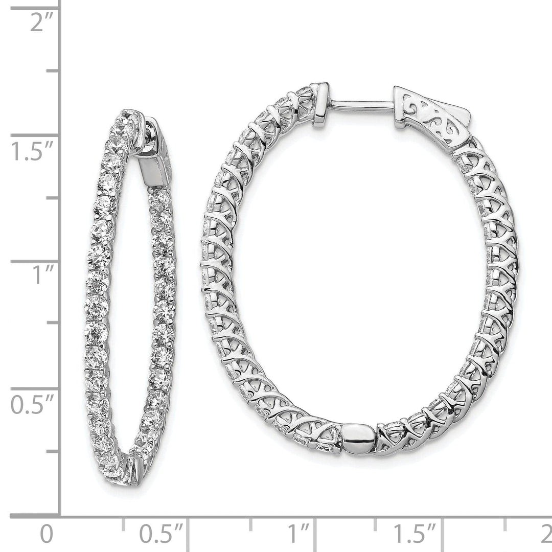 Sterling Shimmer Earrings Sterling Silver CZ 66 Stones Oval Hoop Earrings