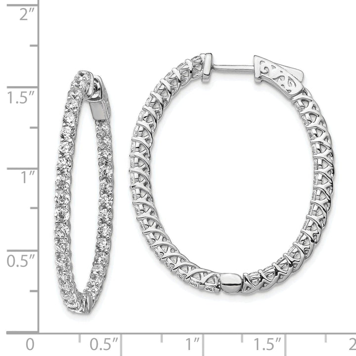 Sterling Shimmer Earrings Sterling Silver CZ 66 Stones Oval Hoop Earrings