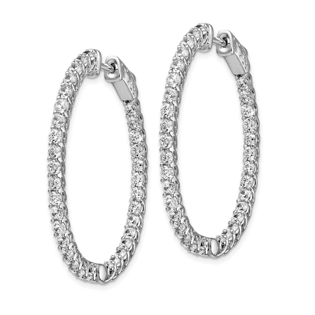 Sterling Shimmer Earrings Sterling Silver CZ 66 Stones Oval Hoop Earrings
