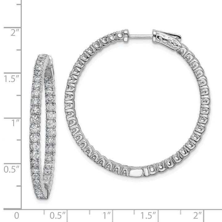 Sterling Shimmer Earrings Sterling Silver CZ 80 Stones Hoop Earrings