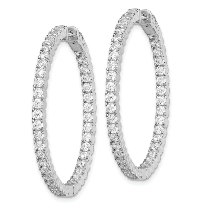 Sterling Shimmer Earrings Sterling Silver CZ 80 Stones Hoop Earrings