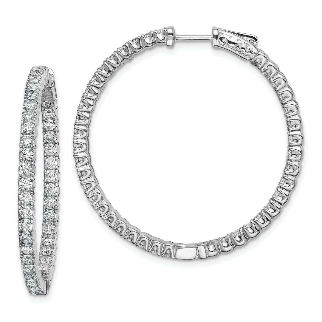 Sterling Shimmer Earrings Sterling Silver CZ 80 Stones Hoop Earrings