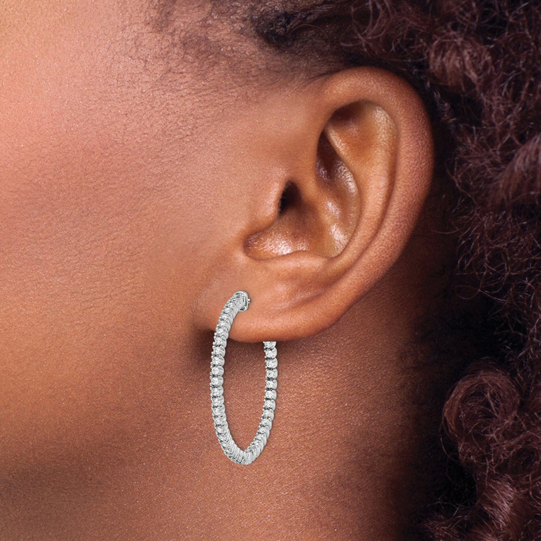 Sterling Shimmer Earrings Sterling Silver CZ Hoop Earrings