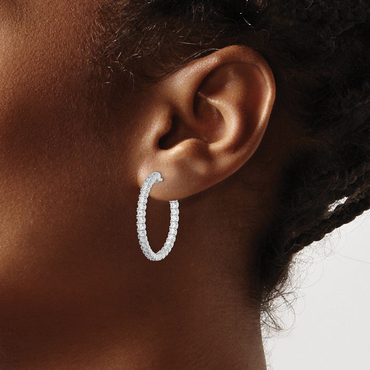 Sterling Shimmer Earrings Sterling Silver CZ Hoop Earrings