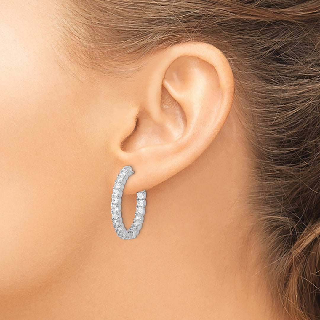 Sterling Shimmer Earrings Sterling Silver CZ Hoop Earrings