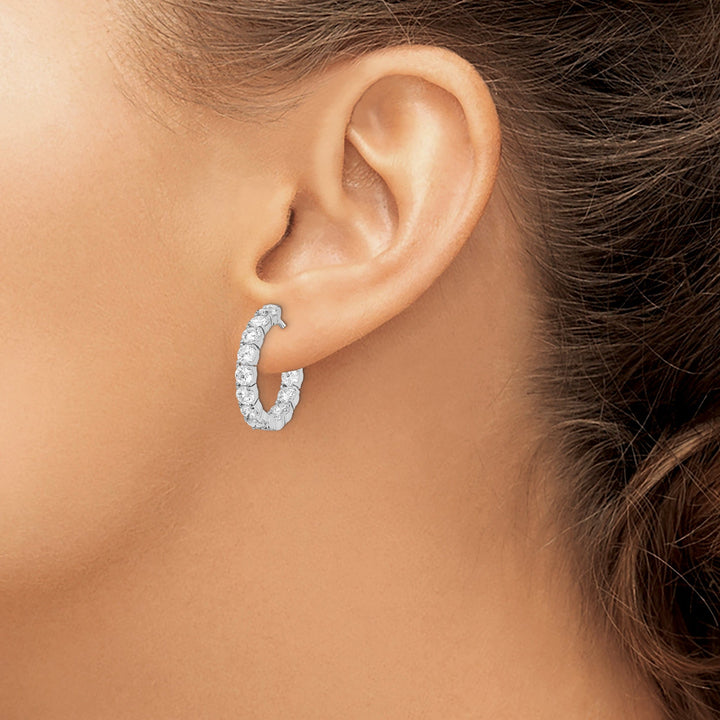 Sterling Shimmer Earrings Sterling Silver CZ Hoop Earrings