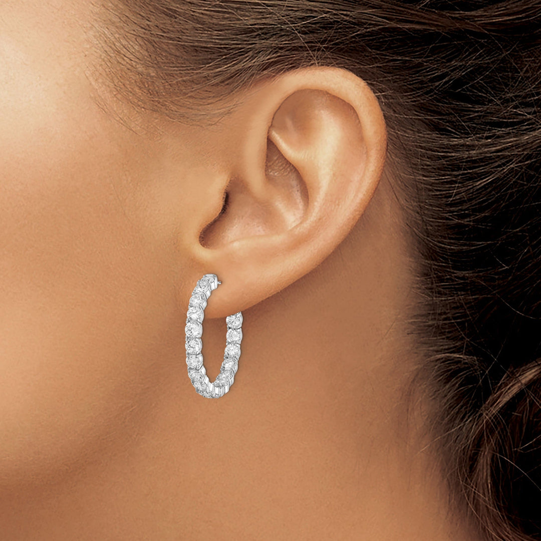 Sterling Shimmer Earrings Sterling Silver CZ Hoop Earrings