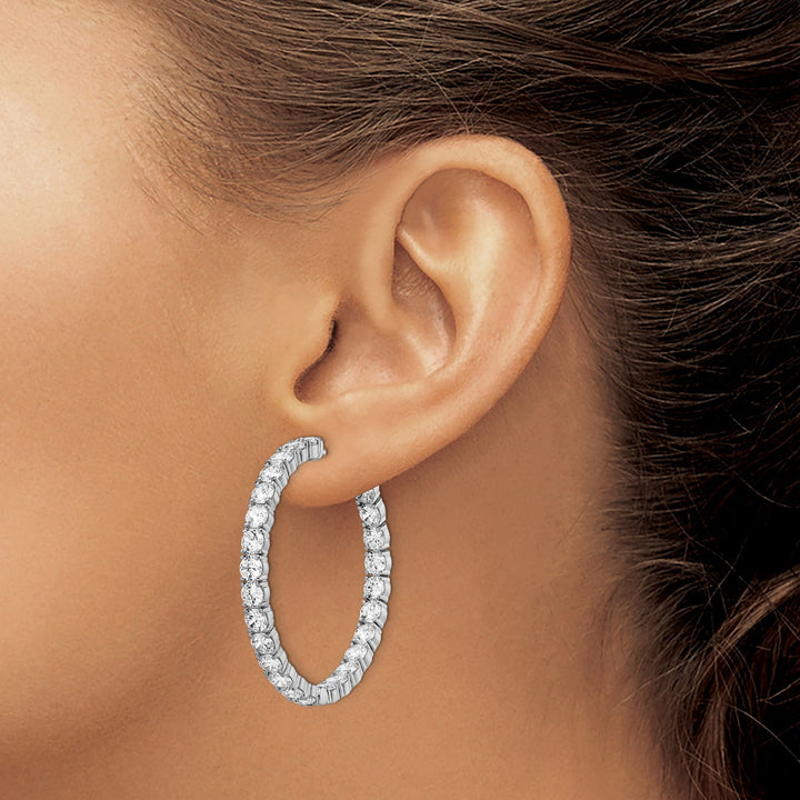 Sterling Shimmer Earrings Sterling Silver CZ Hoop Earrings