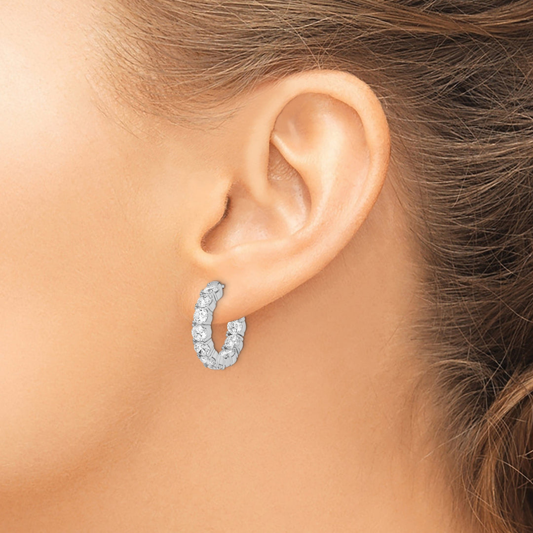 Sterling Shimmer Earrings Sterling Silver CZ Hoop Earrings