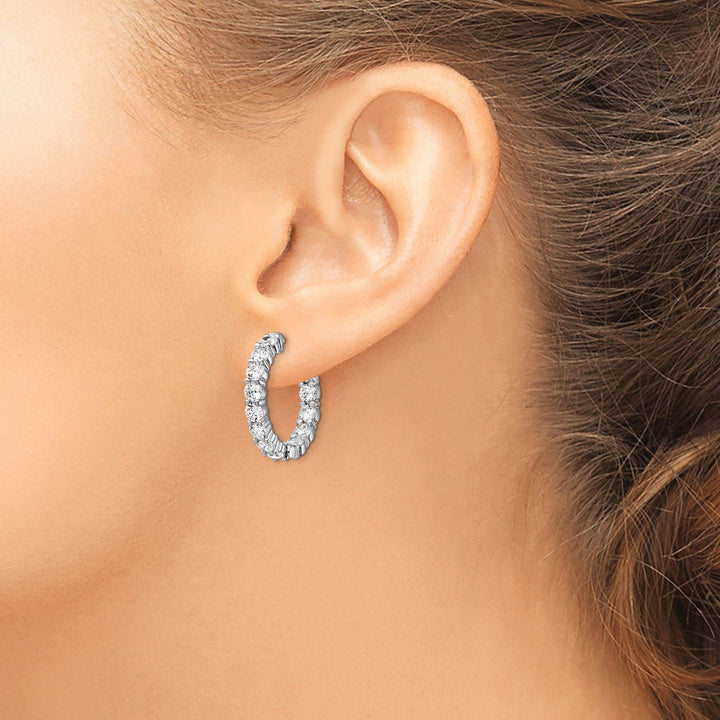 Sterling Shimmer Earrings Sterling Silver CZ Hoop Earrings