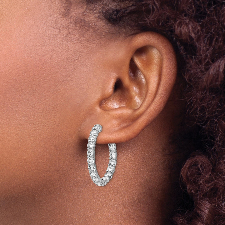 Sterling Shimmer Earrings Sterling Silver CZ Hoop Earrings