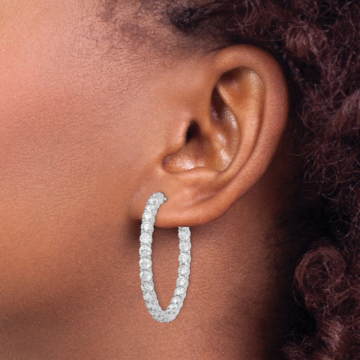 Sterling Shimmer Earrings Sterling Silver CZ Hoop Earrings