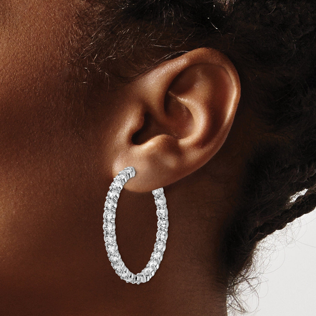 Sterling Shimmer Earrings Sterling Silver CZ Hoop Earrings