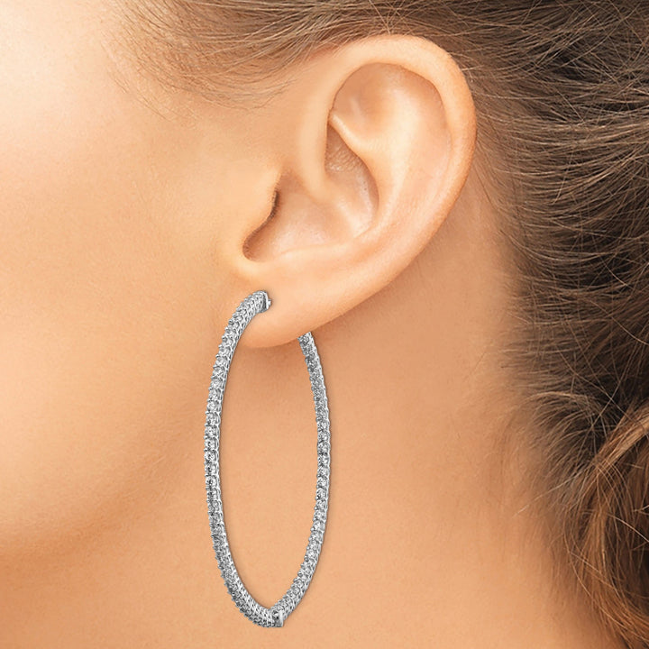 Sterling Shimmer Earrings Sterling Silver CZ Hoop Earrings
