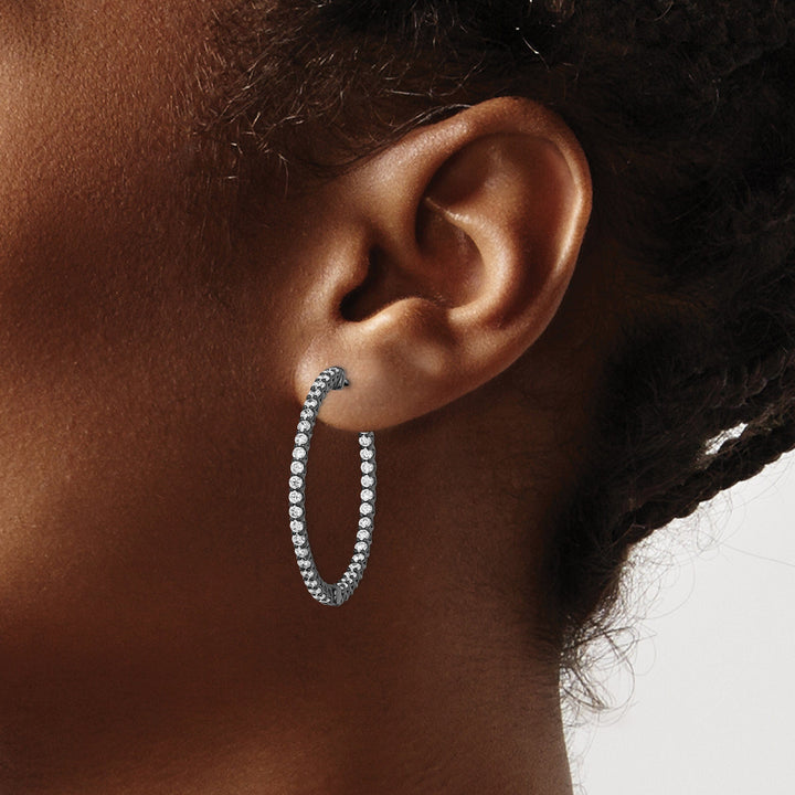 Sterling Shimmer Earrings Sterling Silver CZ Hoop Earrings