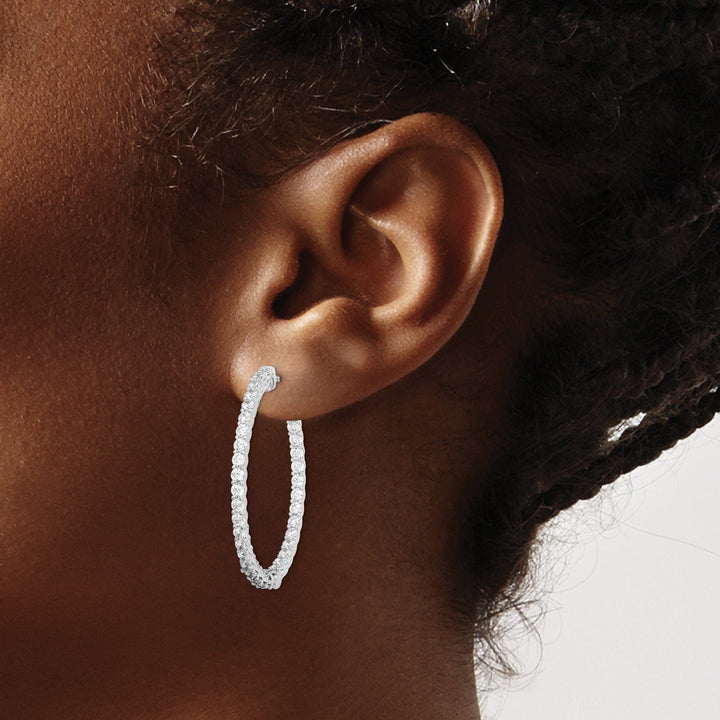 Sterling Shimmer Earrings Sterling Silver CZ Hoop Earrings