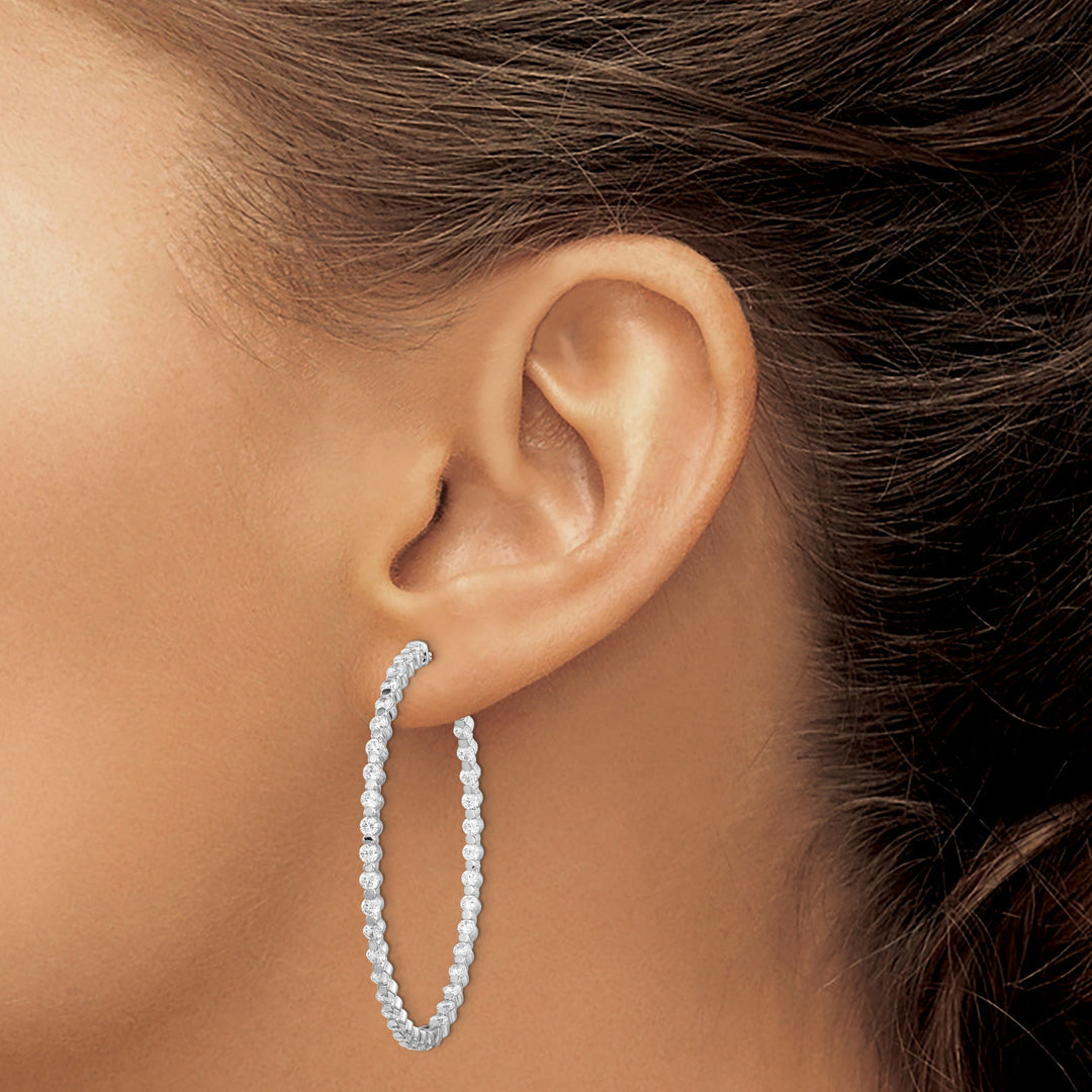 Sterling Shimmer Earrings Sterling Silver CZ Hoop Earrings