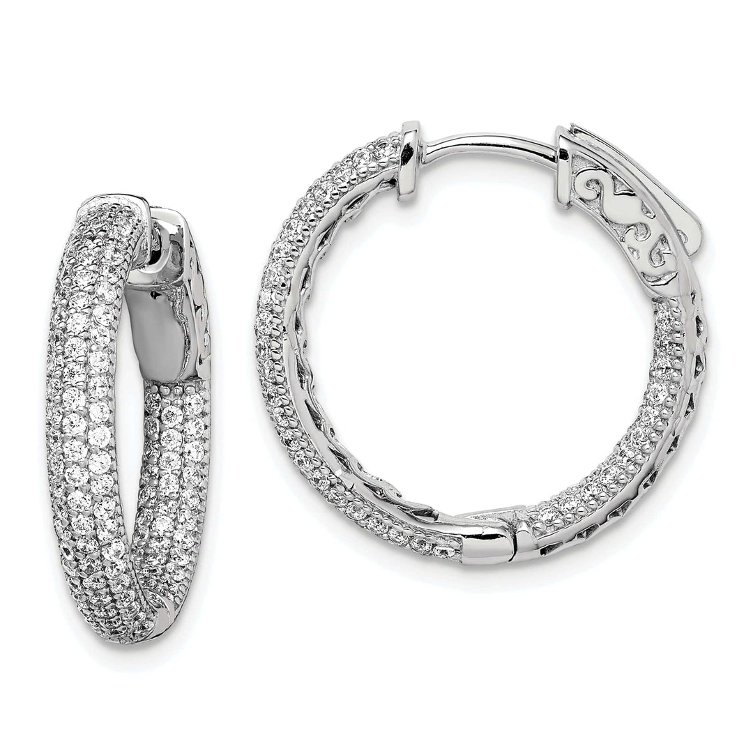 Sterling Shimmer Earrings Sterling Silver CZ Hoop Earrings
