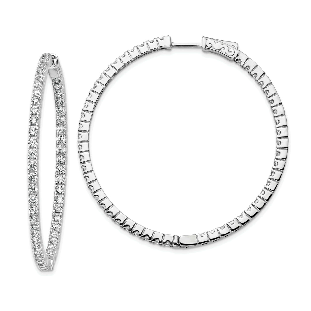 Sterling Shimmer Earrings Sterling Silver CZ In and Out Hoop Earrings