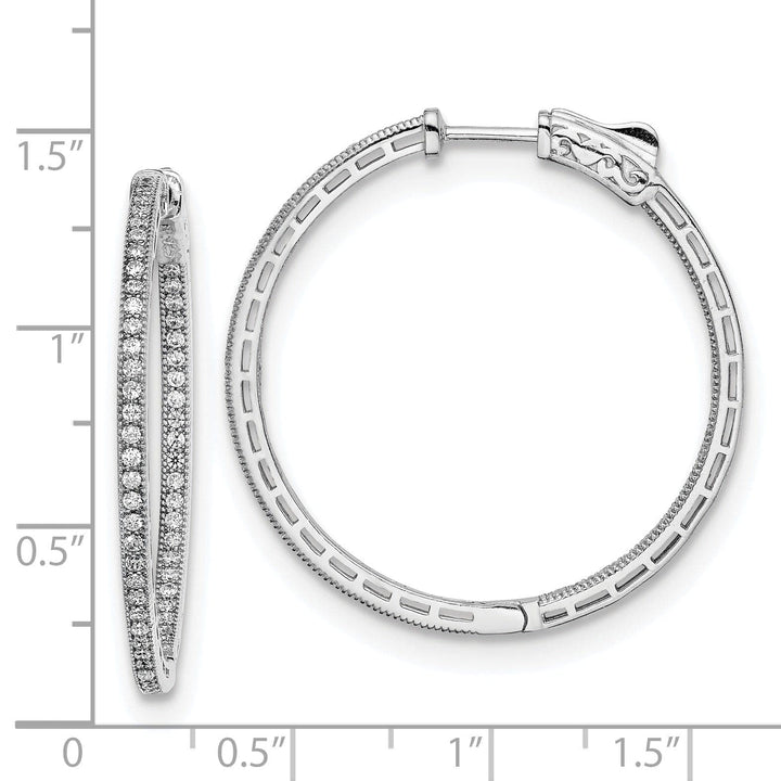 Sterling Shimmer Earrings Sterling Silver CZ In and Out Hoop Earrings