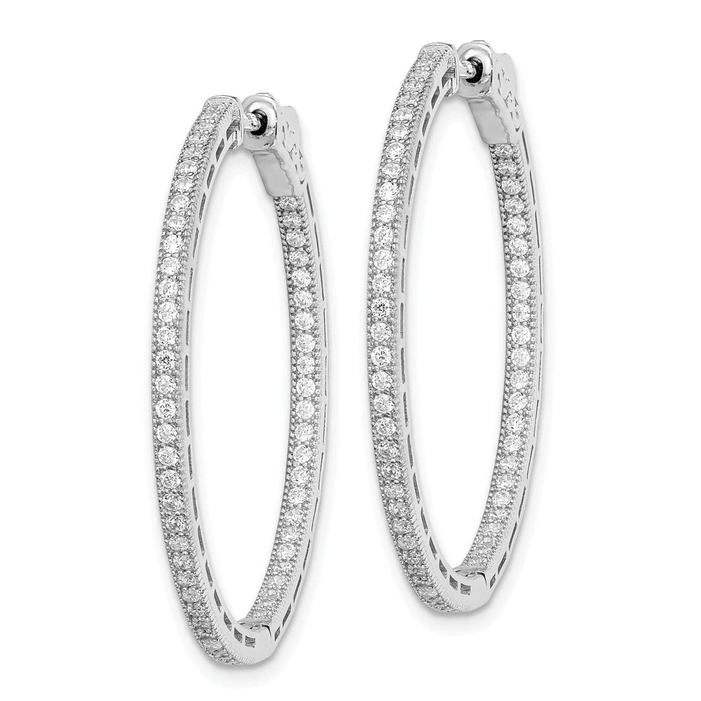 Sterling Shimmer Earrings Sterling Silver CZ In and Out Hoop Earrings