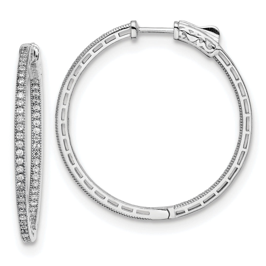 Sterling Shimmer Earrings Sterling Silver CZ In and Out Hoop Earrings