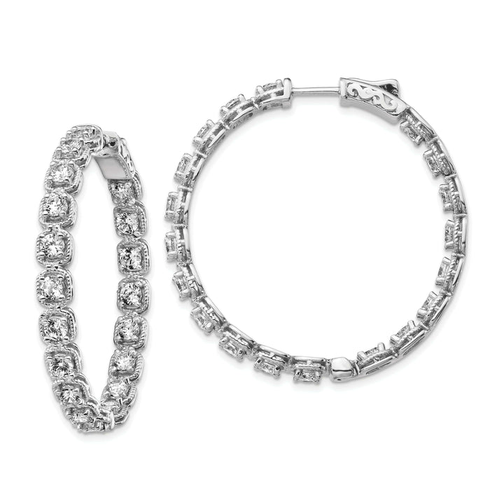 Sterling Shimmer Earrings Sterling Silver CZ In and Out Hoop Earrings