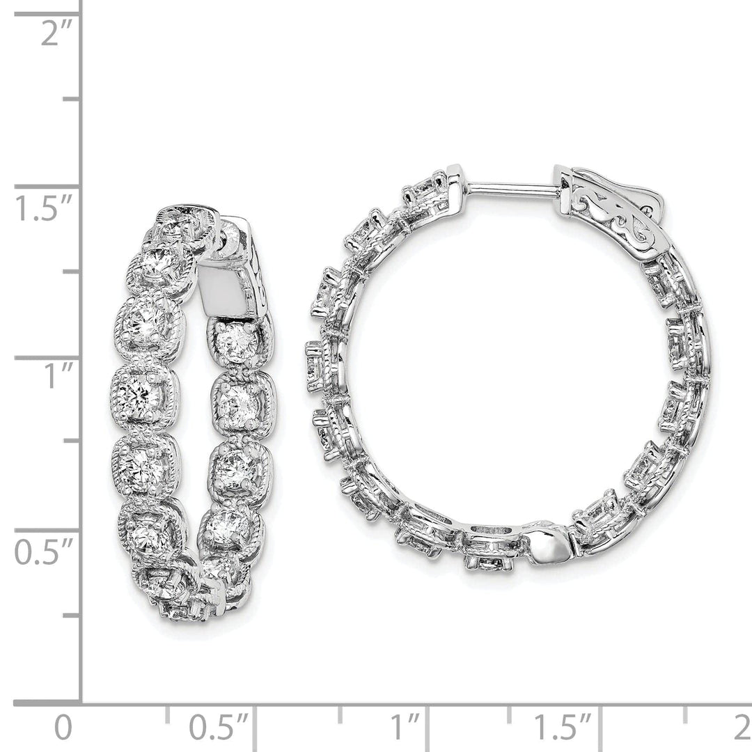 Sterling Shimmer Earrings Sterling Silver CZ In and Out Hoop Earrings