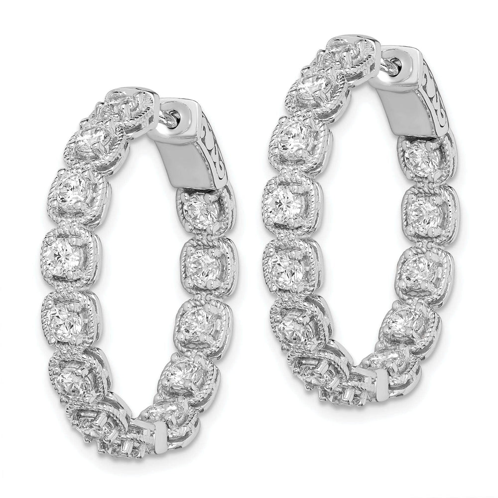 Sterling Shimmer Earrings Sterling Silver CZ In and Out Hoop Earrings