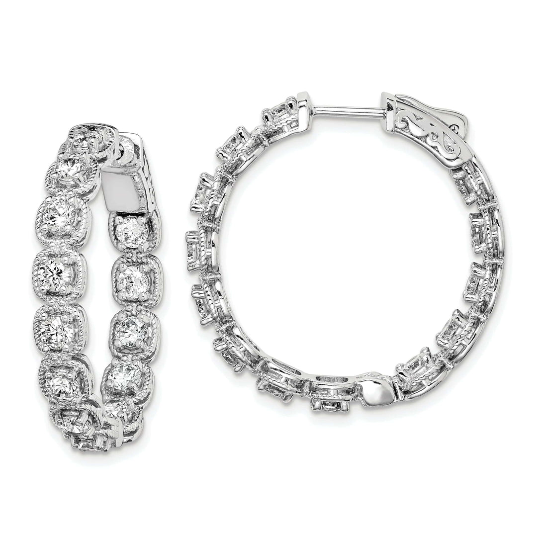 Sterling Shimmer Earrings Sterling Silver CZ In and Out Hoop Earrings