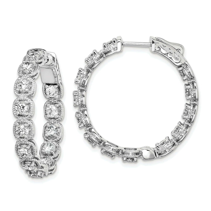 Sterling Shimmer Earrings Sterling Silver CZ In and Out Hoop Earrings