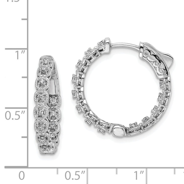 Sterling Shimmer Earrings Sterling Silver CZ In and Out Hoop Earrings