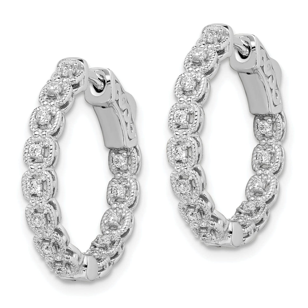 Sterling Shimmer Earrings Sterling Silver CZ In and Out Hoop Earrings