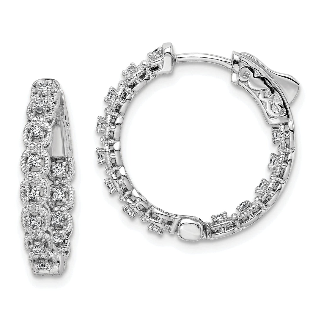 Sterling Shimmer Earrings Sterling Silver CZ In and Out Hoop Earrings