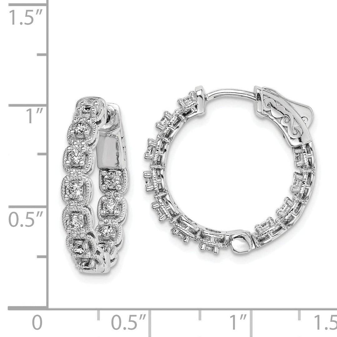 Sterling Shimmer Earrings Sterling Silver CZ In and Out Hoop Earrings