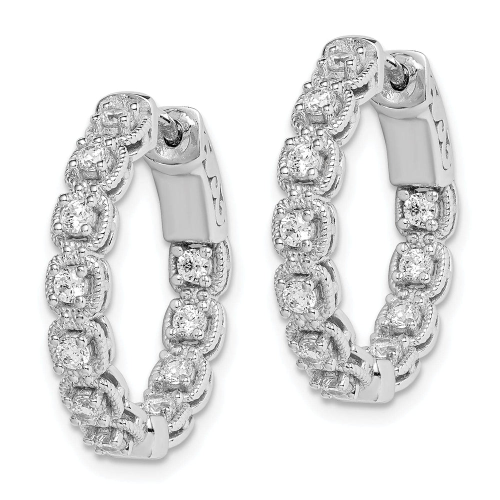 Sterling Shimmer Earrings Sterling Silver CZ In and Out Hoop Earrings