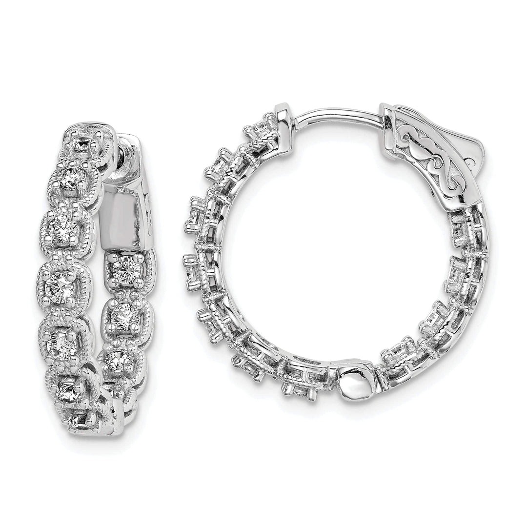 Sterling Shimmer Earrings Sterling Silver CZ In and Out Hoop Earrings