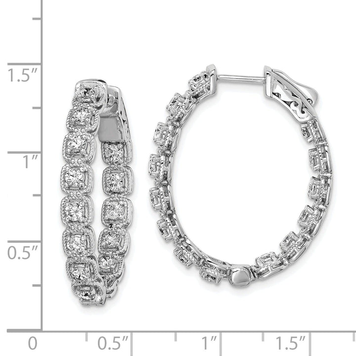 Sterling Shimmer Earrings Sterling Silver CZ In and Out Hoop Earrings