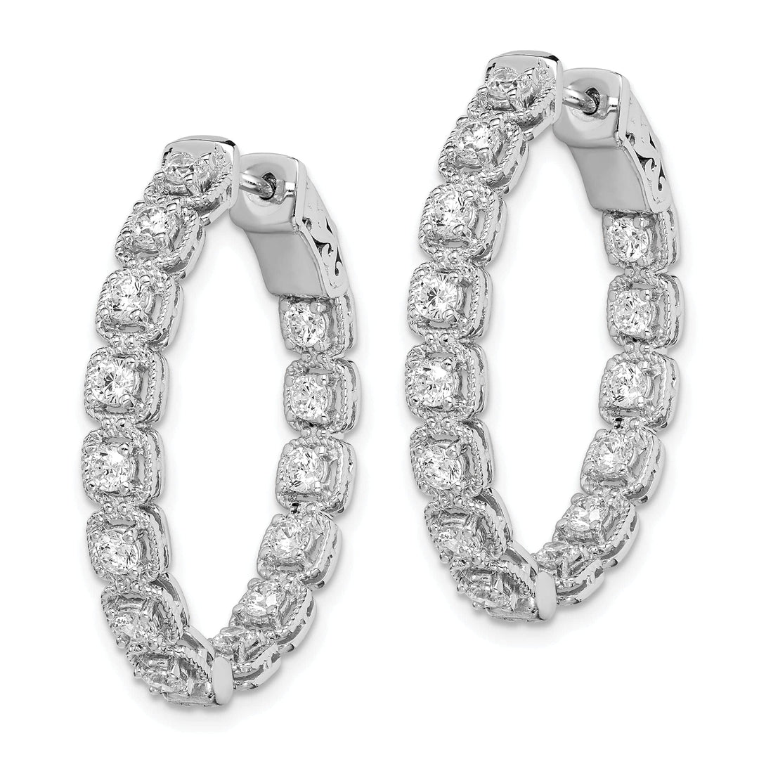 Sterling Shimmer Earrings Sterling Silver CZ In and Out Hoop Earrings