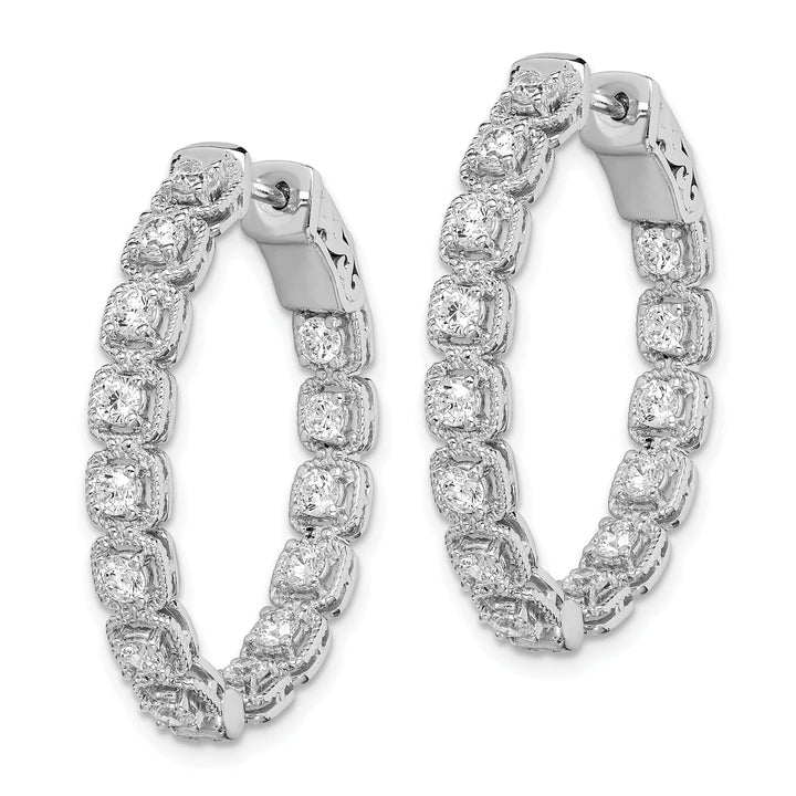 Sterling Shimmer Earrings Sterling Silver CZ In and Out Hoop Earrings